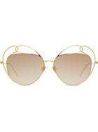 Linda Farrow Harlequin C4 Cat-eye Sunglasses - Gold