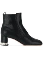 Miu Miu Crystal Embellished Ankle Boots - Black