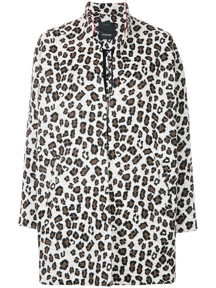 Pinko Leopard Print Oversized Coat - Nude & Neutrals