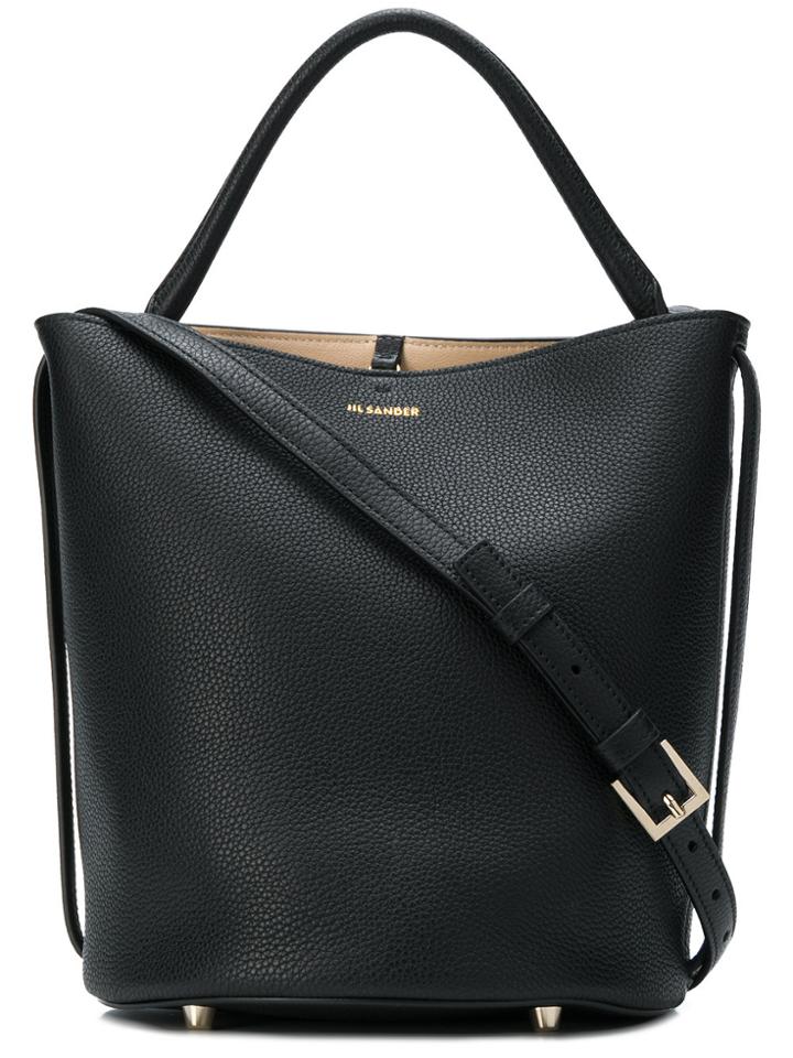 Jil Sander Pebbled Bucket Bag - Black