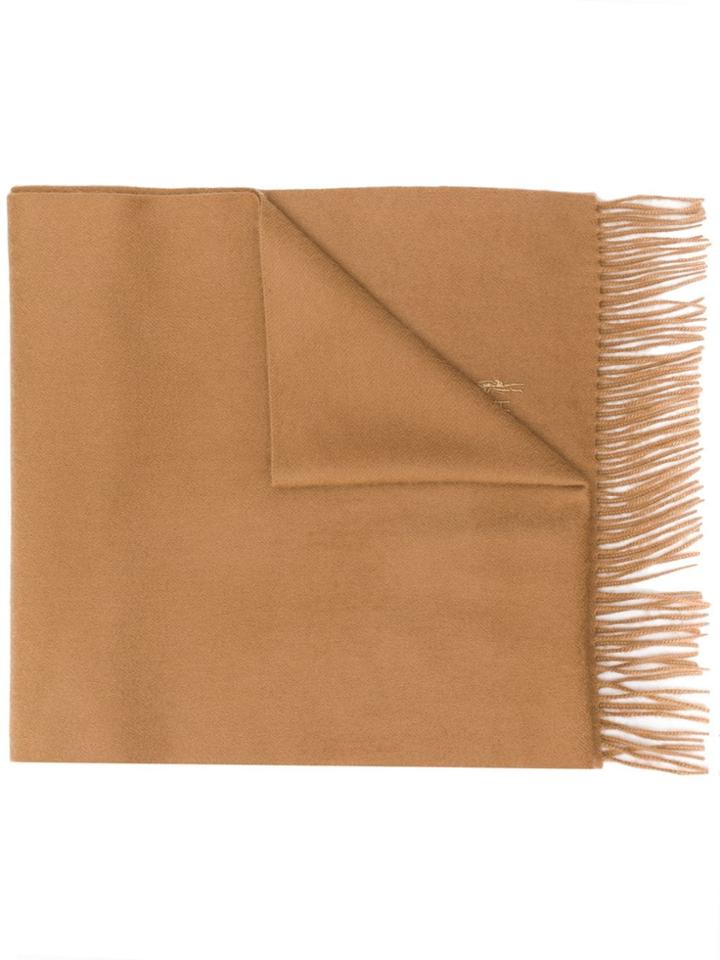 Mackintosh Camel Cashmere Embroidered Scarf Acc-013/e - Brown