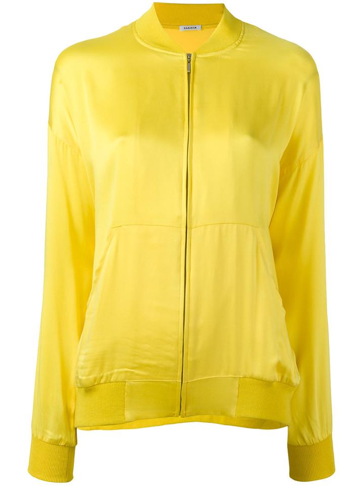 P.a.r.o.s.h. Plain Bomber Jacket, Women's, Yellow/orange, Silk/spandex/elastane