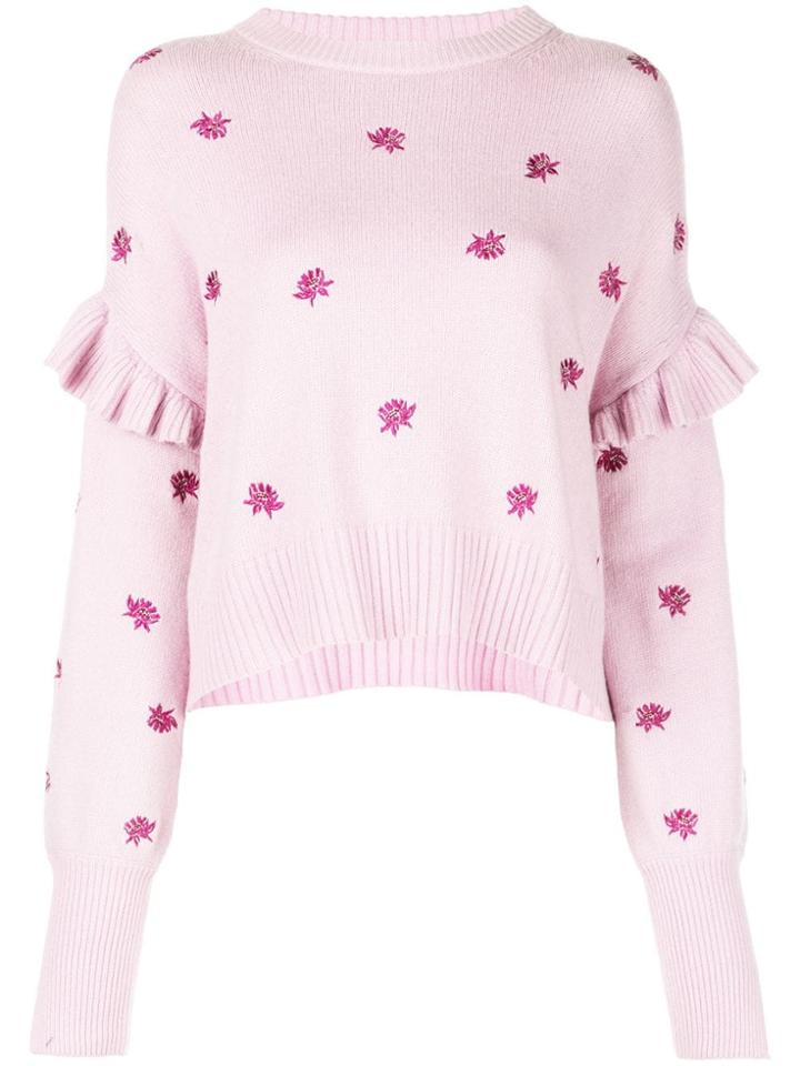 Cinq A Sept Lorelei Floral Embroidered Jumper - Purple