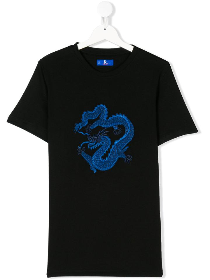 Stefano Ricci Kids Dragon Print T-shirt - Black