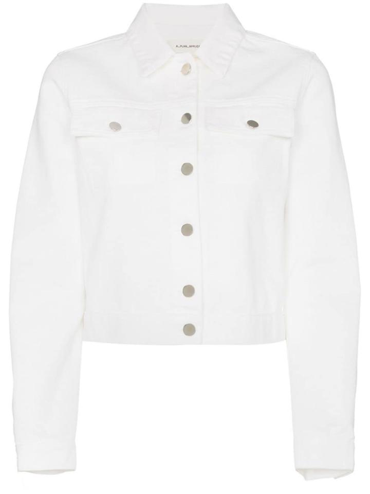 A Plan Application Fitted Cropped Denim Jacket - White
