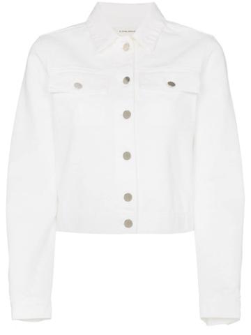 A Plan Application Fitted Cropped Denim Jacket - White