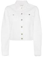 A Plan Application Fitted Cropped Denim Jacket - White