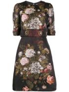 Dolce & Gabbana Floral Embellished Short Dress - Black
