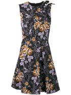 Victoria Beckham Floral Flared Dress - Black