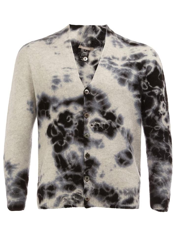 Suzusan Abstract Pattern Cardigan, Men's, Size: Xl, Grey, Cashmere