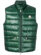 Moncler Padded Logo Patch Gilet - Green