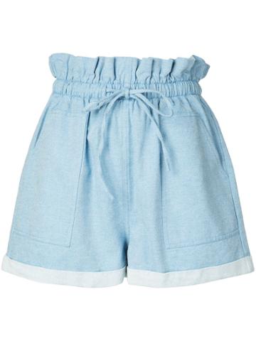 Callipygian Paperbag Waist Shorts - Blue