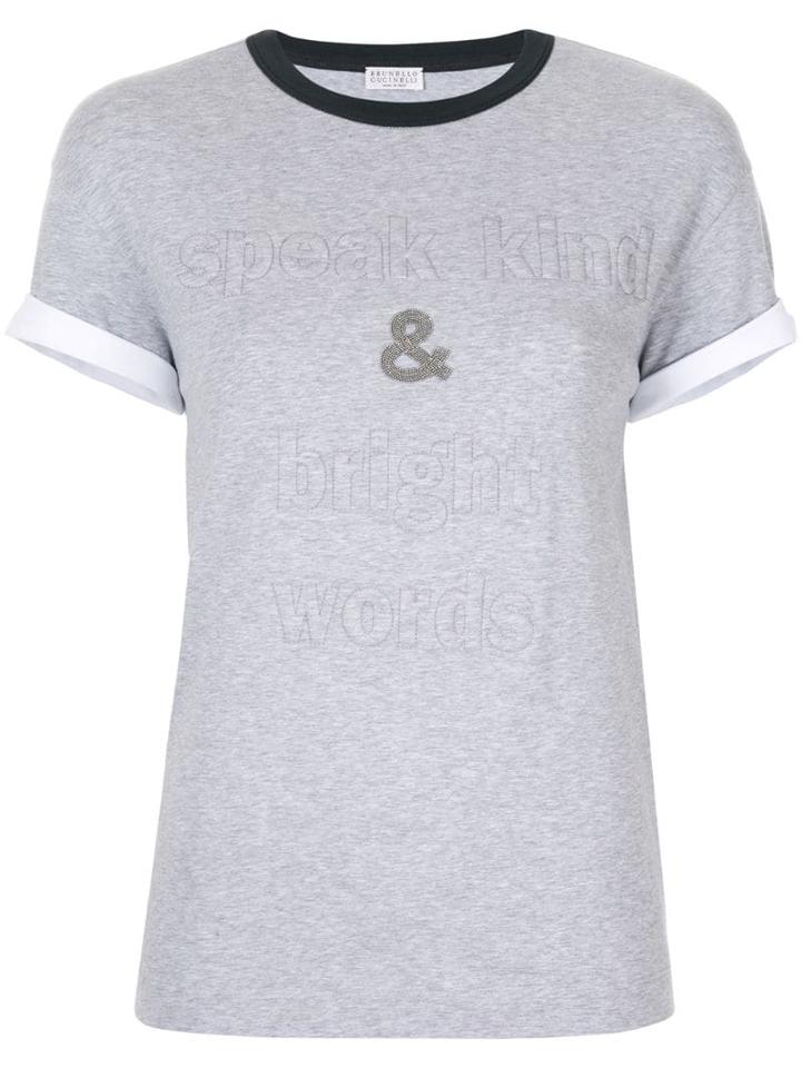 Brunello Cucinelli Regular Fit Slogan T-shirt - Grey