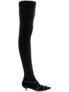 Sonia Rykiel Rhinestone Chain Thigh Boots - Black