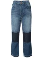 J Brand Cropped Patch Detail Denim Jeans - Blue