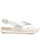 Hogan Crisscross Platform Sandals - White