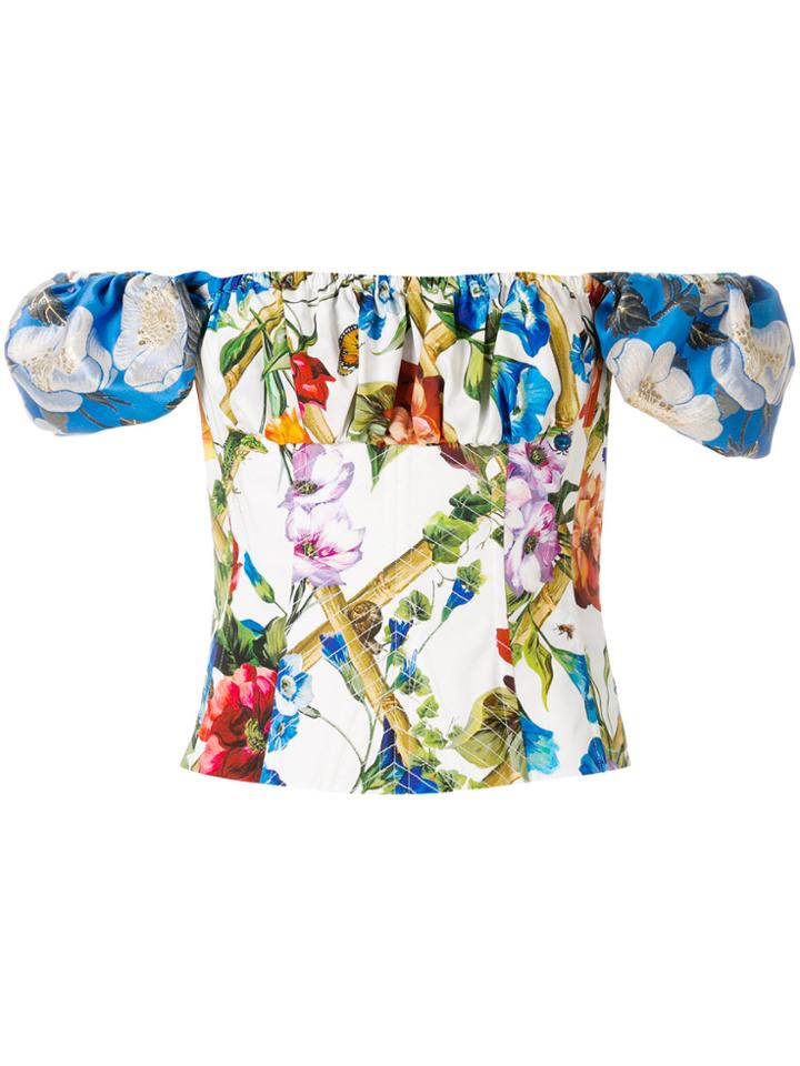 Dolce & Gabbana Floral Print Corset Off The Shoulder Top - Multicolour