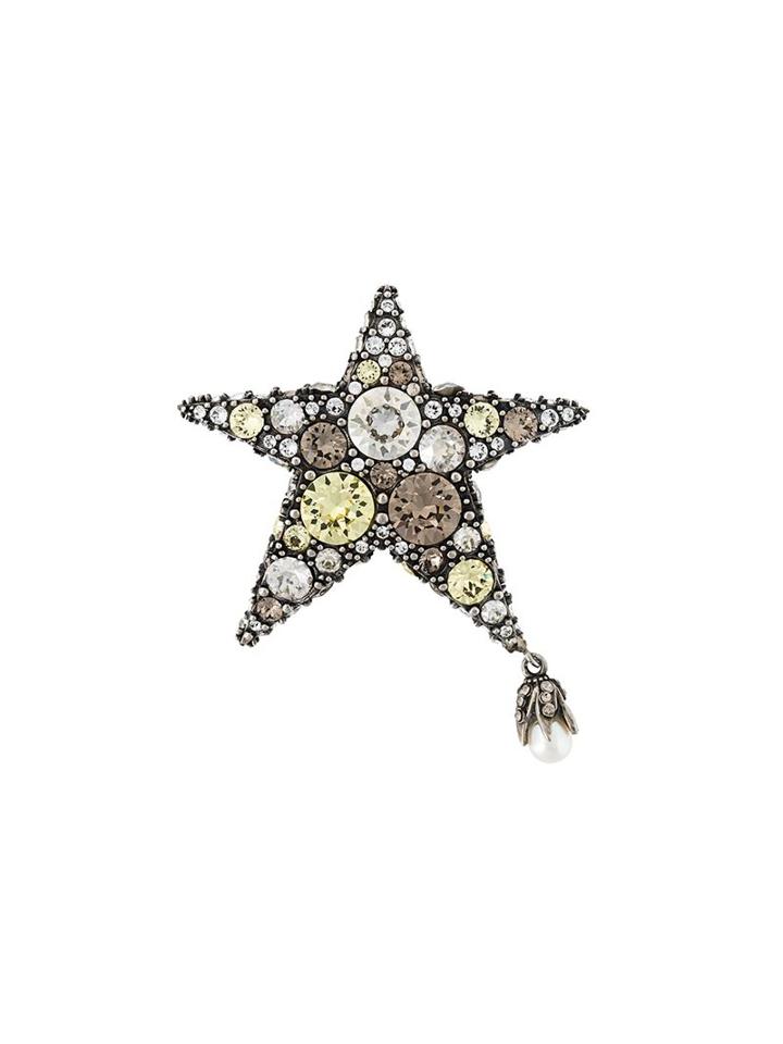 Alexander Mcqueen Star Brooch, Women's, Metallic