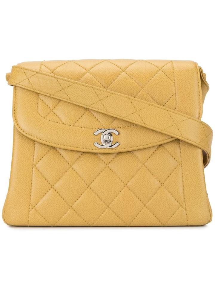 Chanel Vintage Cc Turn-lock Shoulder Bag - Yellow