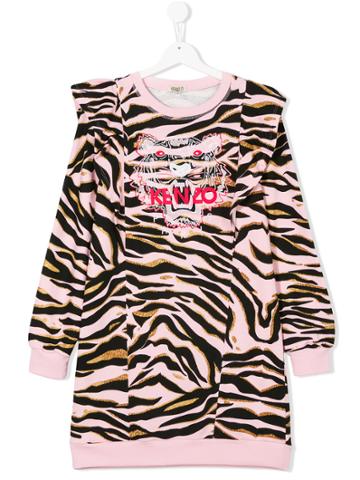 Kenzo Kids Metallic Tiger Print Sweatdress - Pink & Purple