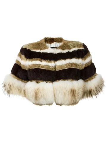 Andrea Bogosian Fur Cropped Jacket, Women's, Size: P, Nude/neutrals, Fox Fur/rabbit Fur