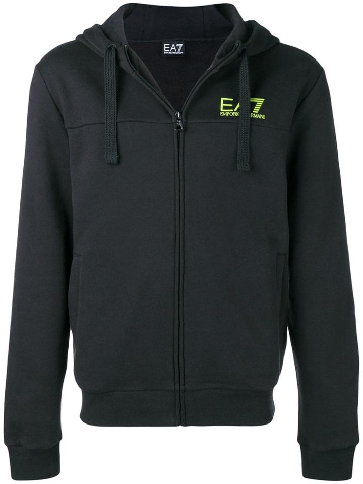 Ea7 Emporio Armani Logo Print Hoodie - Black