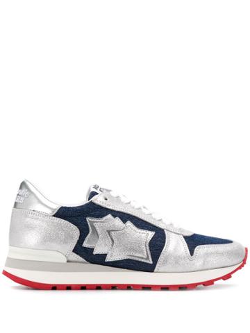 Atlantic Stars Denim Star Patch Sneakers - Silver