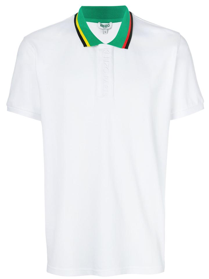 Kenzo Contrast Collar Polo Shirt - White