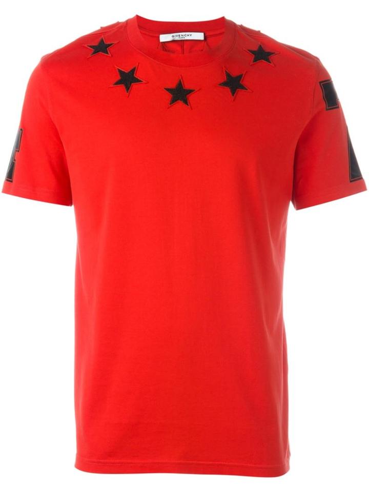Givenchy Star Embroidered T-shirt, Men's, Size: Small, Red, Cotton/acrylic/polyester/wool