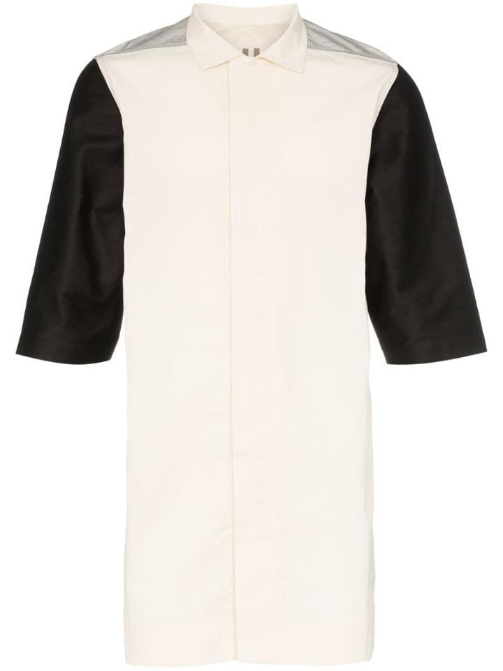 Rick Owens Drkshdw Colour-block Metallic-back Cotton Shirt - Neutrals