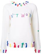 Mira Mikati Don't Worry Crew Neck Sweater, Women's, Size: 36, White, Merino