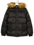 Diadora Junior Teen Padded Coat With Faux Fur Hood - Black