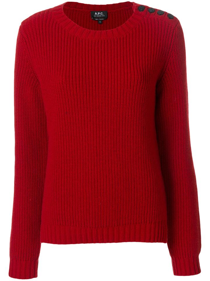 A.p.c. Side Buttoned Knit Jumper - Red