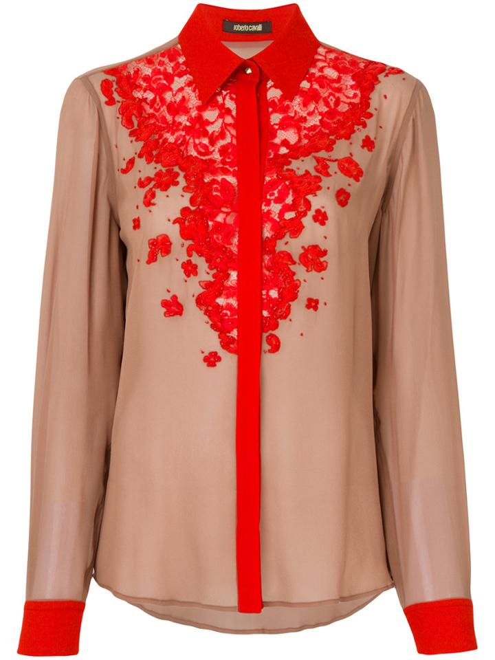 Roberto Cavalli Floral Lace Shirt - Pink & Purple