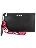 Love Moschino Scarf Detail Clutch, Women's, Black, Polyurethane