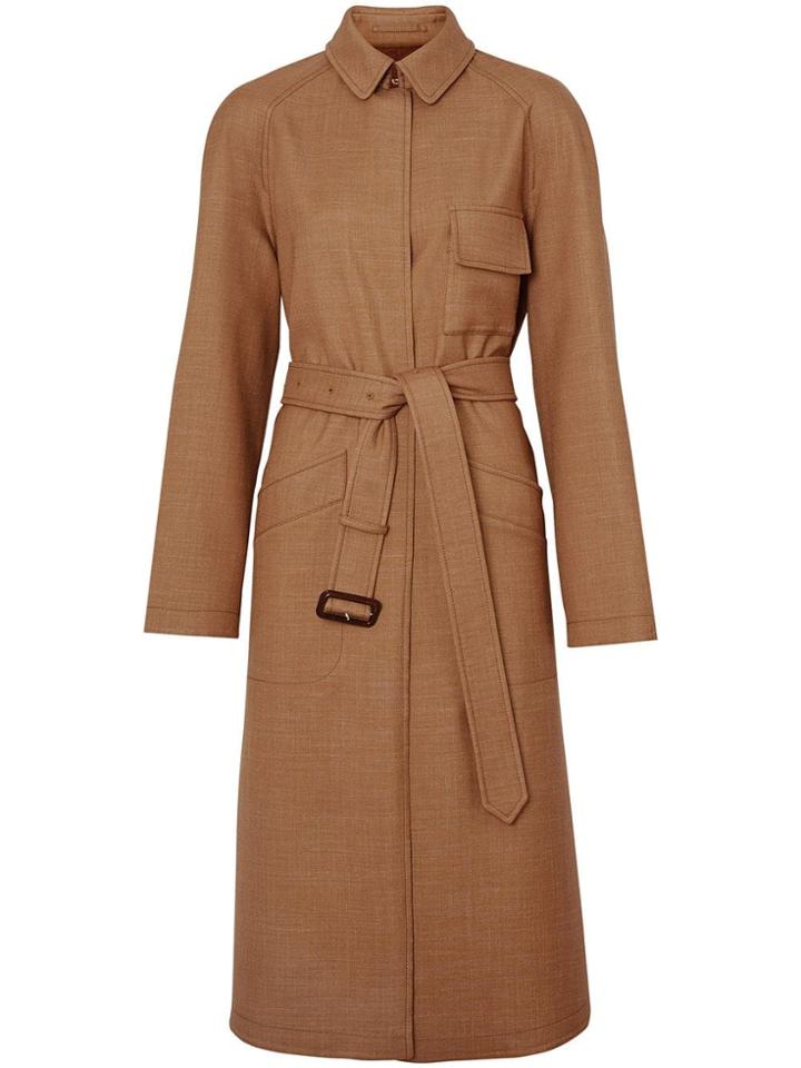Burberry Bonded Wool Silk Mohair Linen Car Coat - Brown