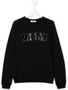 Msgm Kids Sequin Logo Sweatshirt - Black