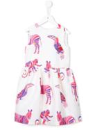 Msgm Kids Animal Print Dress, Girl's, Size: 6 Yrs, White