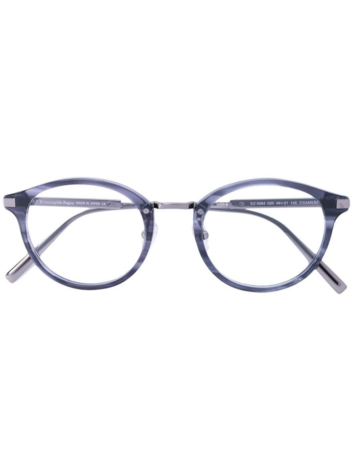 Ermenegildo Zegna Round Frame Glasses - Blue