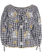 Innika Choo Gingham Bell Sleeve Top - Black