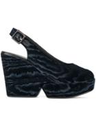 Robert Clergerie Dylan Peep Toe 120 Wedges - Black