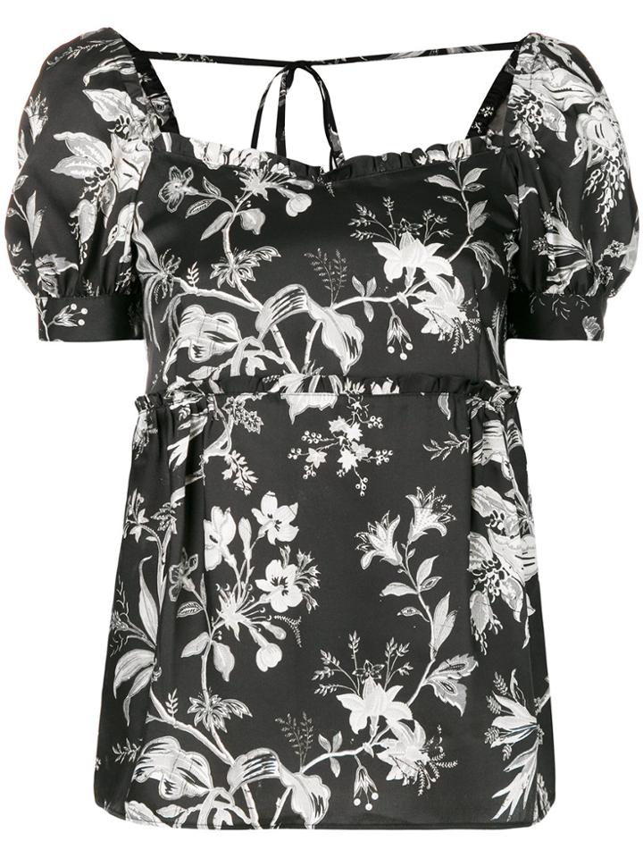 Mcq Alexander Mcqueen Floral Print Blouse - Black