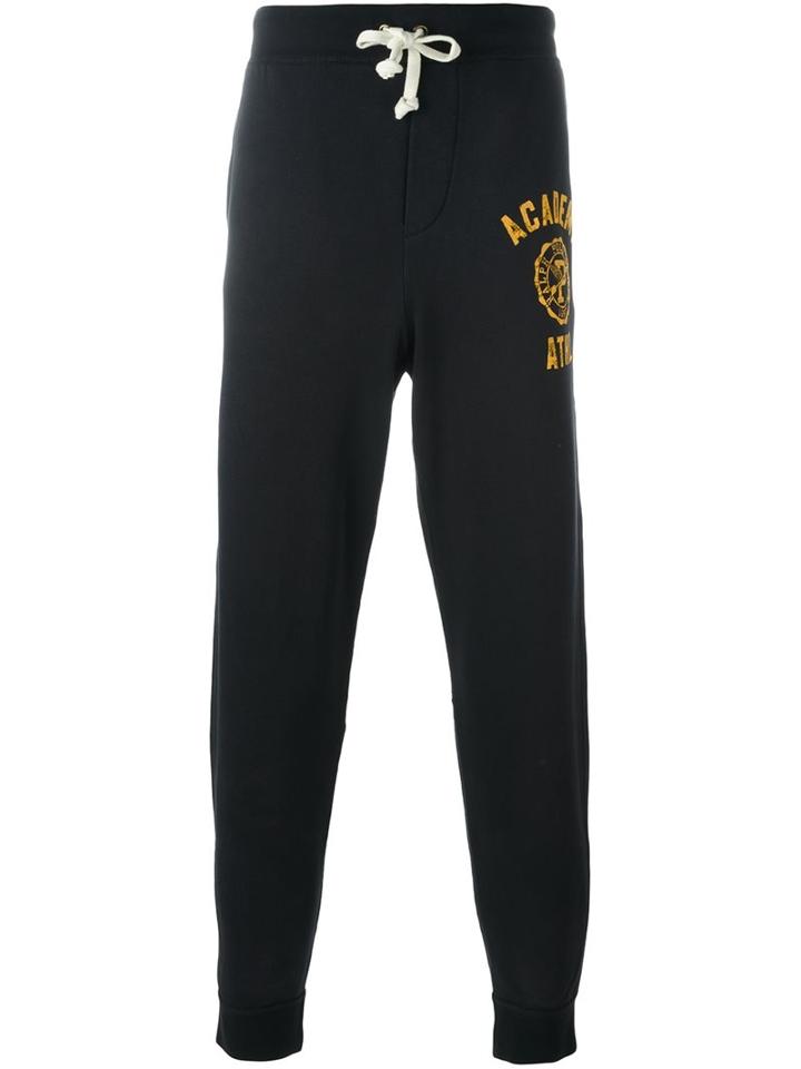Polo Ralph Lauren Logo Print Track Pants, Men's, Size: Large, Black, Cotton/polyester