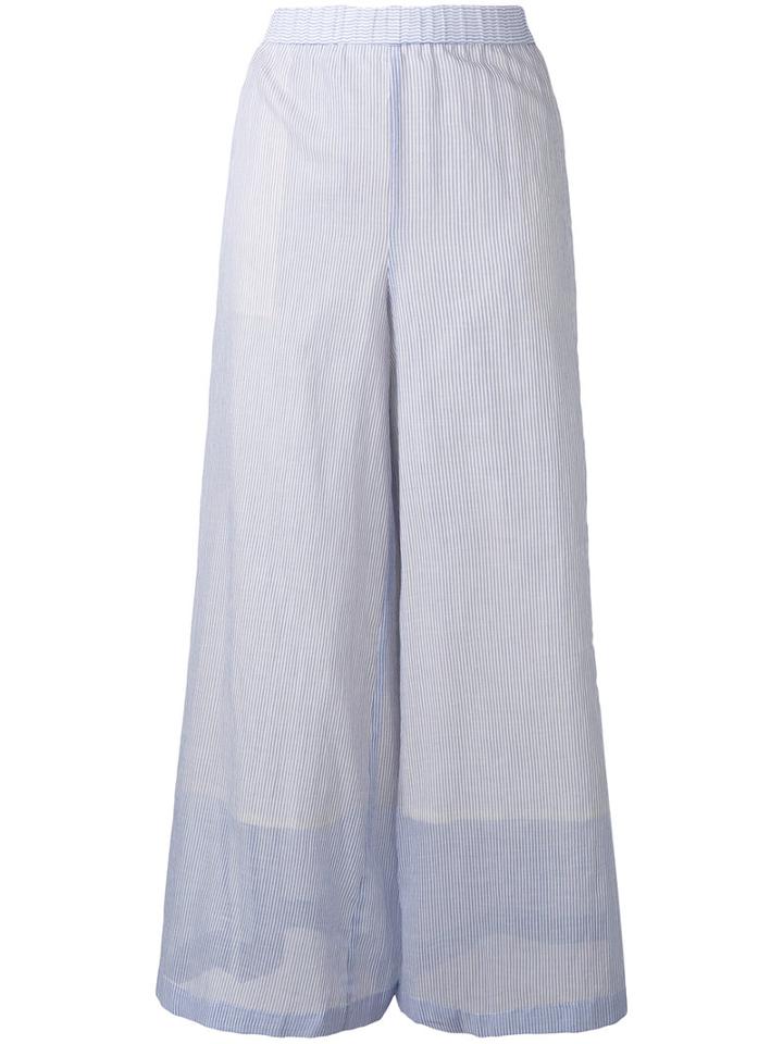 Theory - Light Layered Palazzo Pants - Women - Cotton - M, Blue, Cotton