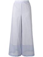 Theory - Light Layered Palazzo Pants - Women - Cotton - M, Blue, Cotton
