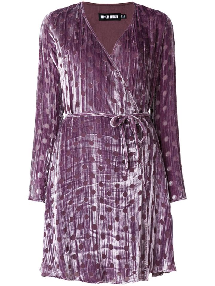 House Of Holland V-neck Velvet Dress - Pink & Purple