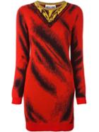 Moschino Trompe-l'oeil Jumper Dress, Women's, Size: 42, Red, Virgin Wool