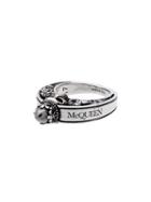 Alexander Mcqueen Metallic Silver Textured Crown Ring - 5034