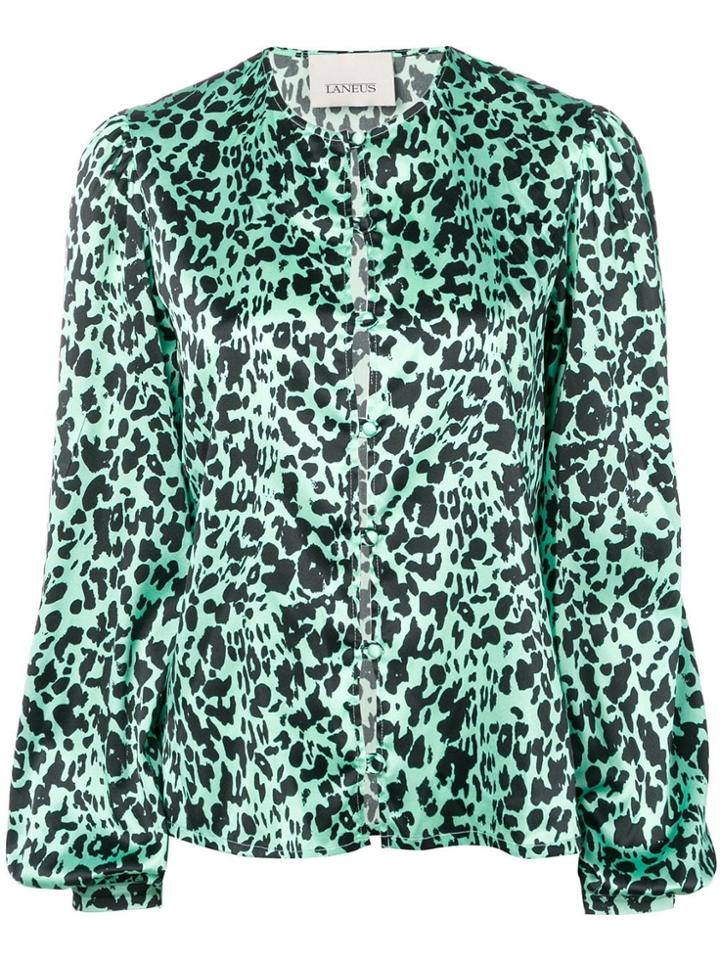 Laneus Leopard Print Blouse - Green