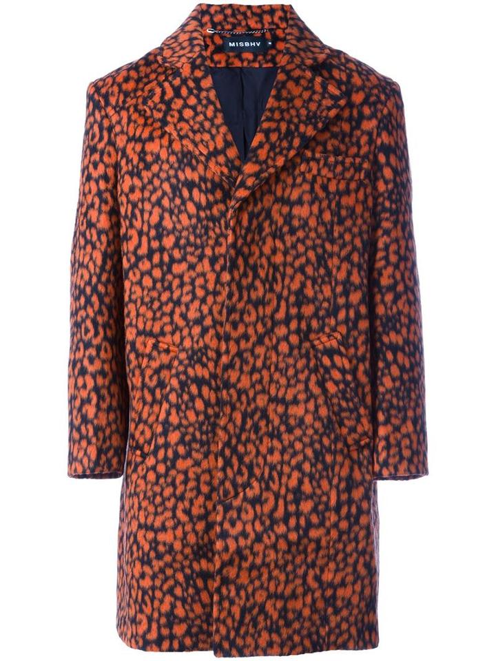 Misbhv Leopard Print Coat, Men's, Size: Large, Yellow/orange, Cotton/polyester/acetate/polyacrylic